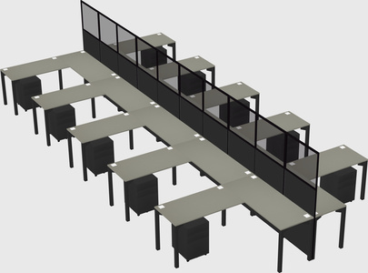 Shared l-shape cubicle