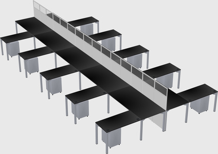 Shared l-shape cubicle
