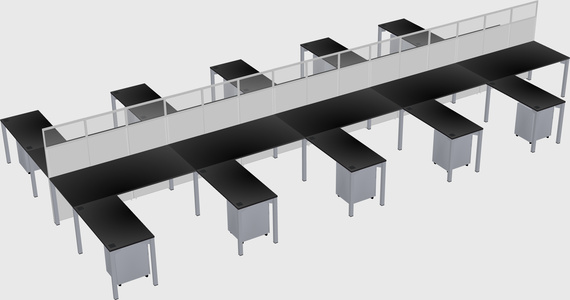 Shared l-shape cubicle