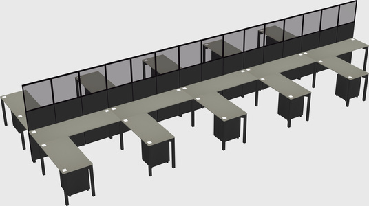Shared l-shape cubicle