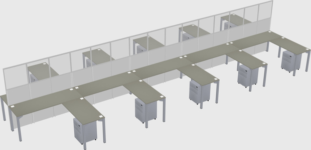 Shared l-shape cubicle
