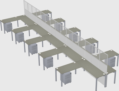 Shared l-shape cubicle
