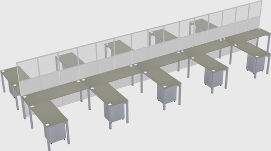 Shared l-shape cubicle