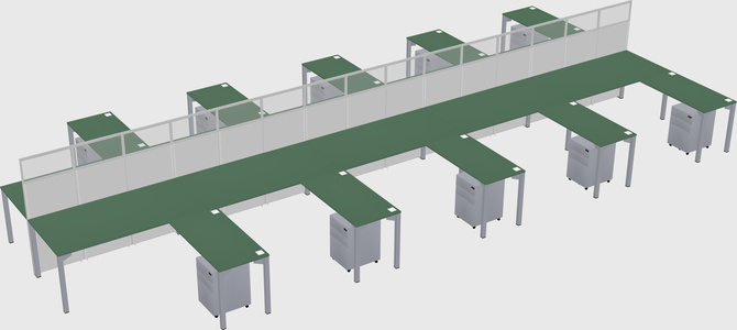 Shared l-shape cubicle