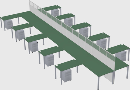 Shared l-shape cubicle