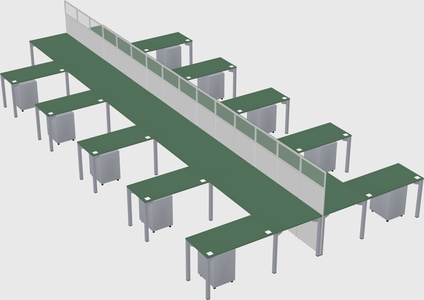 Shared l-shape cubicle