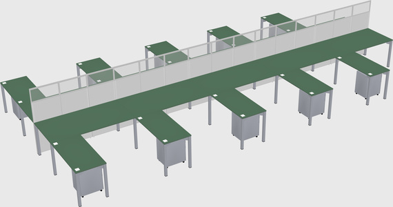 Shared l-shape cubicle