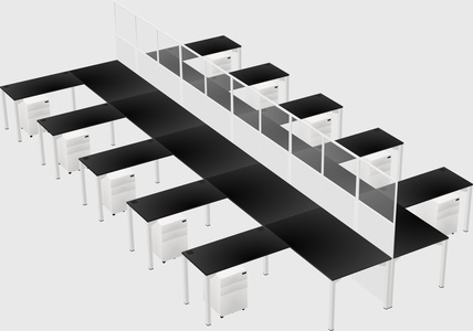 Shared l-shape cubicle