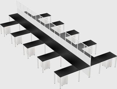 Shared l-shape cubicle