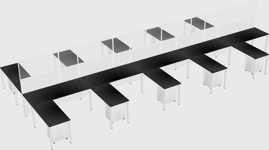 Shared l-shape cubicle