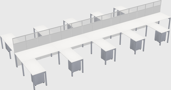 Shared l-shape cubicle