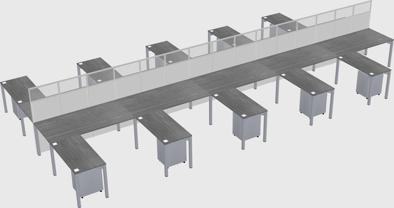 Shared l-shape cubicle