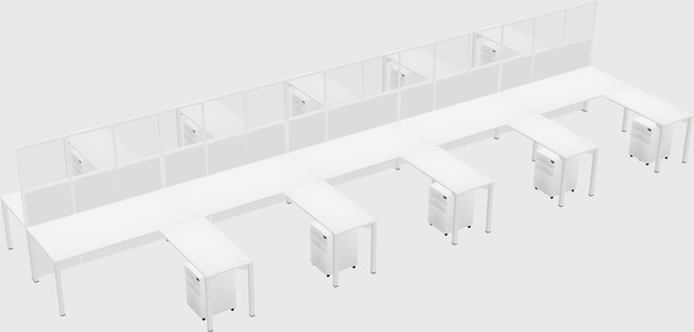 Shared l-shape cubicle