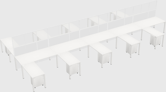 Shared l-shape cubicle
