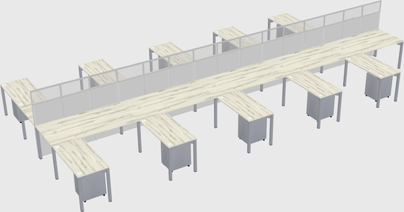 Shared l-shape cubicle
