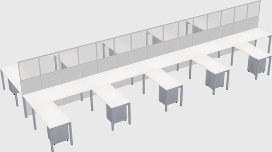 Shared l-shape cubicle
