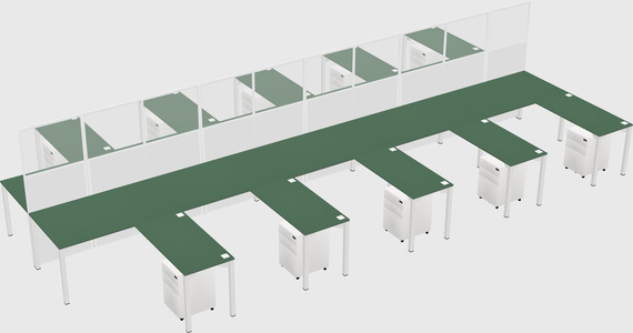 Shared l-shape cubicle
