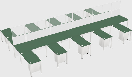 Shared l-shape cubicle