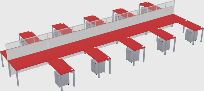 Shared l-shape cubicle