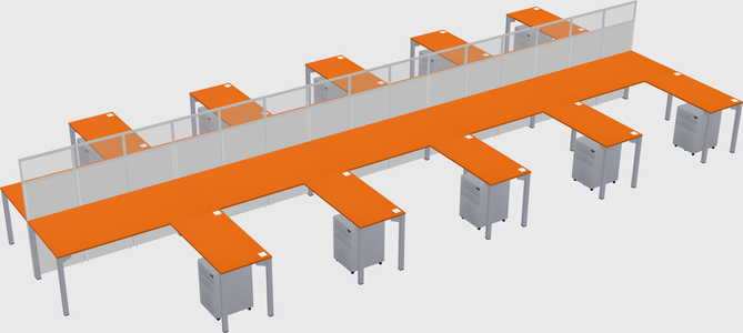 Shared l-shape cubicle