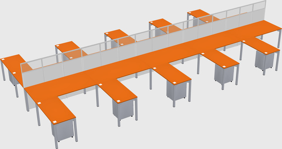 Shared l-shape cubicle
