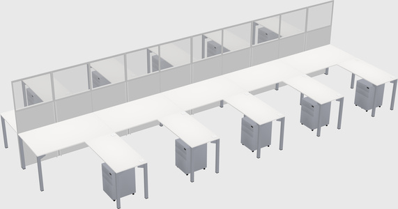 Shared l-shape cubicle