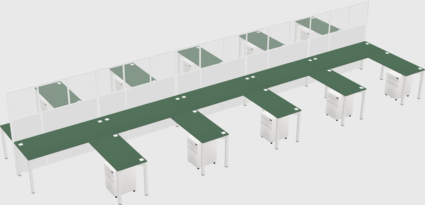 Shared l-shape cubicle