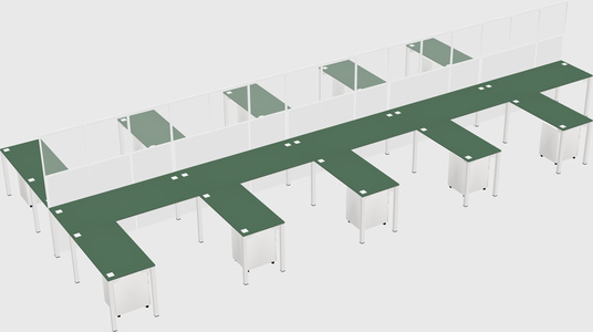 Shared l-shape cubicle