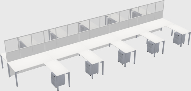 Shared l-shape cubicle