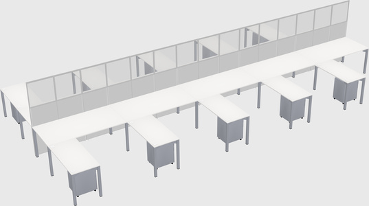 Shared l-shape cubicle