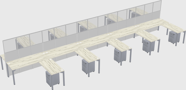 Shared l-shape cubicle