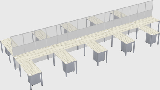 Shared l-shape cubicle