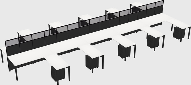 Shared l-shape cubicle