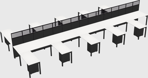 Shared l-shape cubicle