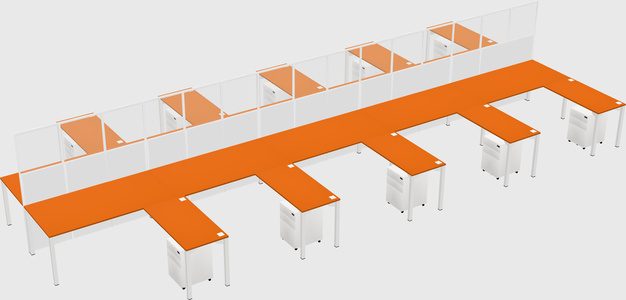 Shared l-shape cubicle