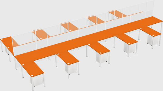 Shared l-shape cubicle