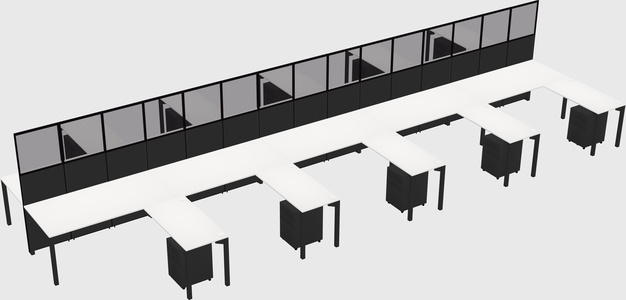 Shared l-shape cubicle