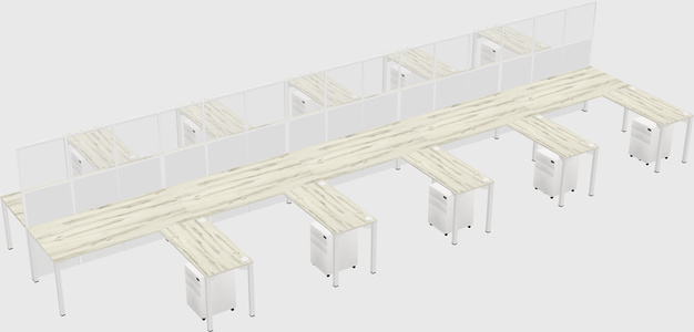 Shared l-shape cubicle