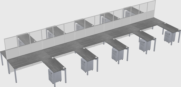 Shared l-shape cubicle