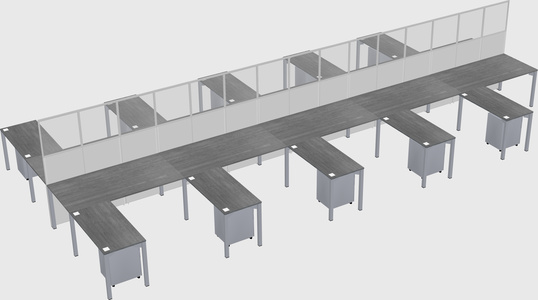 Shared l-shape cubicle