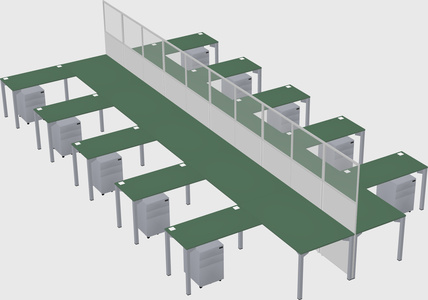 Shared l-shape cubicle