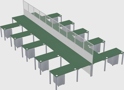 Shared l-shape cubicle