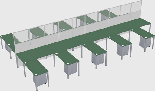 Shared l-shape cubicle