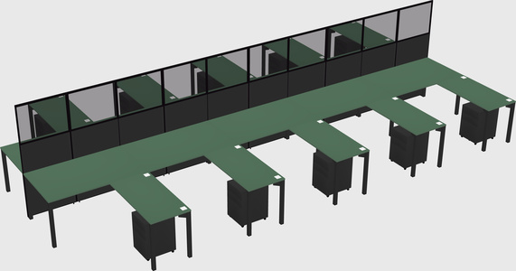 Shared l-shape cubicle