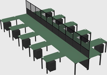 Shared l-shape cubicle