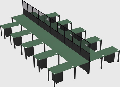 Shared l-shape cubicle