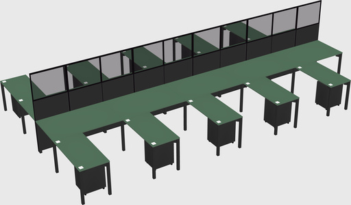 Shared l-shape cubicle