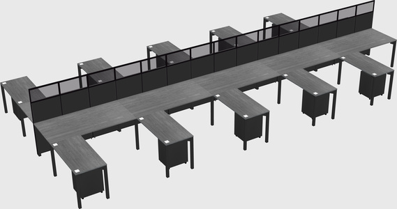 Shared l-shape cubicle