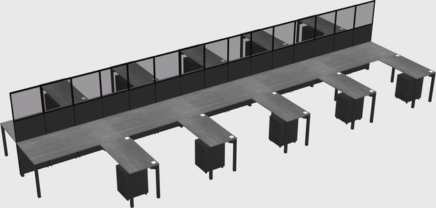 Shared l-shape cubicle