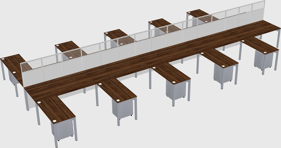 Shared l-shape cubicle